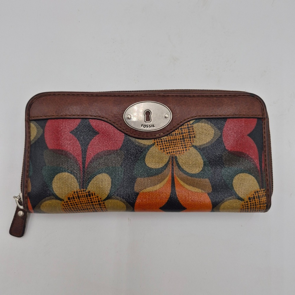 Fossil Key-Per Floral Tote Bag & Wallet Set ZB5126 Retro Coated Canvas Bag - Picture 13 of 16